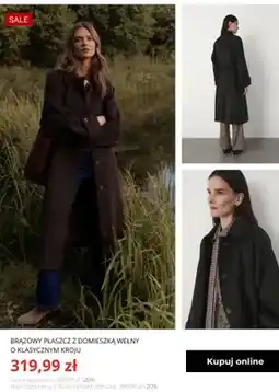 Greenpoint Brązowy płaszcz z domieszką wełny o klasycznym kroju Greenpoint oferta