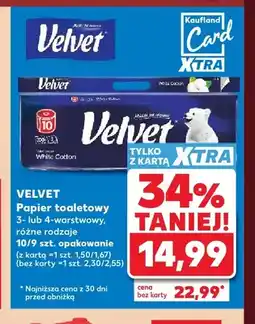 Kaufland Papier toaletowy 3-warstwowy 10-pak Velvet oferta