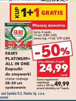 Kaufland Kapsułki do zmywarki Platinum+ All in One Fairy oferta