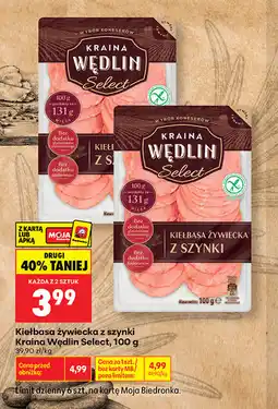 Biedronka Kiełbasa żywiecka z szynki Kraina Wędlin Select oferta