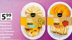 Auchan Hummus klasyczny z preclami lub hummus paprykowy z grissini perla PEŁNA DOBRA SNACK oferta