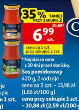 Auchan Sos pomidorowy Cirio 420 g, 2 rodzaje oferta
