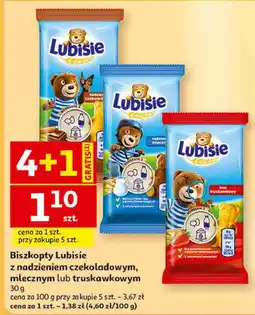 Auchan Biszkopty Lubisie z nadzieniem czekoladowym, mlecznym lub truskawkowym oferta