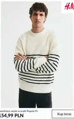 H&M Bawełniany sweter w prążki Regular Fit H & M oferta