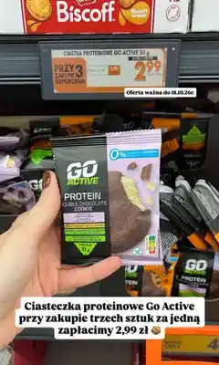 Biedronka Ciastko proteinowe Go Active Double Chocolate Cookie oferta