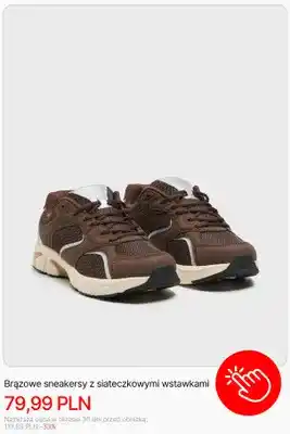 Brązowe sneakersy z siateczkowymi wstawkami Cropp