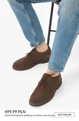 Ryłko Ciemnobrązowe półbuty ze skóry welurowej oferta