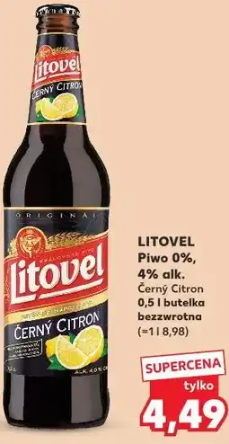 Kaufland Piwo 0%, 4% alk. Černý Citron Litovel oferta