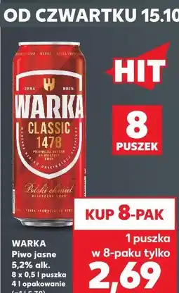 Kaufland Warka Piwo jasne 5,2% alk. 8 x 0,5 l puszka oferta