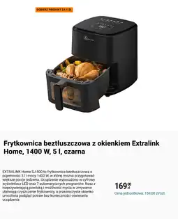 Biedronka Frytkownica beztłuszczowa z okienkiem Extralink Home, 1400 W, 5 l, czarna oferta