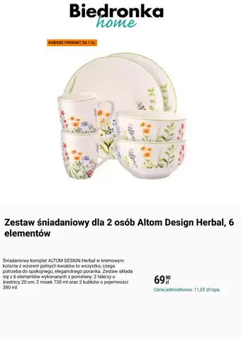 Zestaw śniadaniowy dla 2 osób Altom Design Herbal, 6 elementów