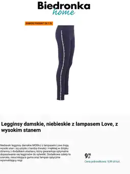 Biedronka Legginsy damskie, niebieskie z lampasem Love, z wysokim stanem oferta