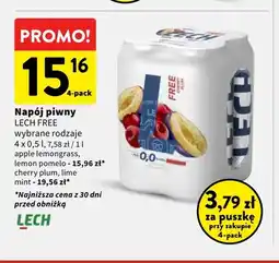 Intermarche Piwo bezalkoholowe Napój piwny Lech apple lemongrass 4-pak oferta