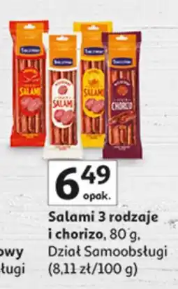 Auchan Salami 3 rodzaje i chorizo oferta