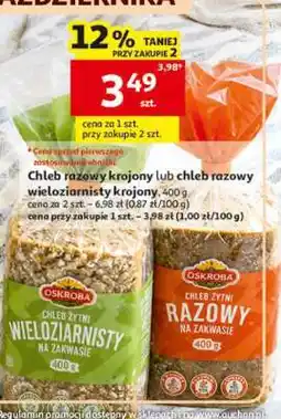 Auchan Chleb razowy krojony lub chleb razowy wieloziarnisty krojony oferta