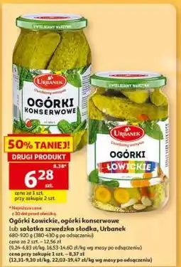 Auchan Ogórki łowickie, ogórki konserwowe lub sałatka szwedzka słodka, Urbanek oferta