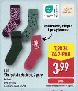 ALDI L&D Skarpetki dziecięce, 2 pary oferta