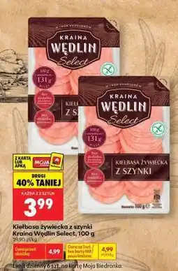 Biedronka Kiełbasa żywiecka z szynki Kraina Wędlin Select , 100 g oferta