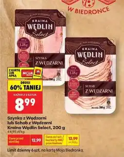 Biedronka Szynka z Wędzarni lub Schab z Wędzarni Kraina Wędlin Select 200 g oferta
