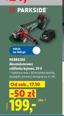 Lidl Akumulatorowa szlifierka kątowa Parkside 20V oferta