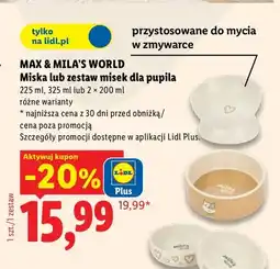 Lidl Miska dla pupila 325 ml Max & Mila's World oferta