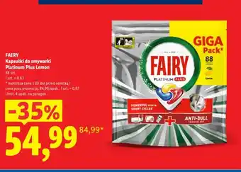 Lidl Kapsułki do zmywarki Platinum Plus Lemon Fairy oferta
