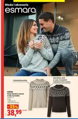 Lidl Sweter damski ze wzorem w stylu norweskim Esmara oferta
