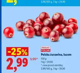 Lidl Żurawina polska luzem oferta