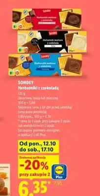 Lidl Herbatniki z czekoladą deserową Sondey oferta