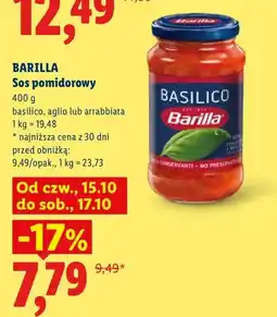 Lidl Sos pomidorowy basilico Barilla oferta