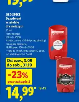 Lidl Dezodorant w sztyfcie dla mężczyzn Whitewater Old Spice oferta