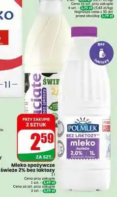 Dino Mleko spożywcze świeże 2% bez laktozy 1l oferta