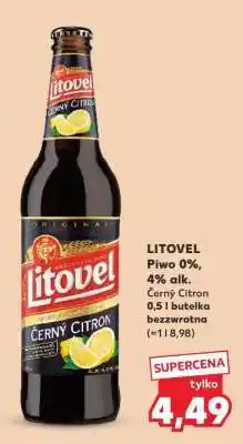 Kaufland LITOVEL Piwo 0%, 4% alk. Černý Citron 0,5 l butelka bezzwrotna oferta