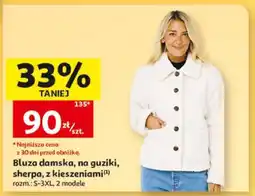 Auchan Bluza damska, na guziki, sherpa, z kieszeniami oferta