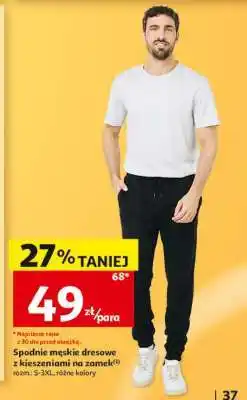 Auchan Spodnie męskie dresowe z kieszeniami na zamek oferta
