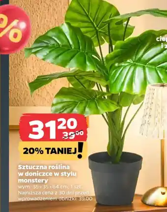 Sztuczna roślina w doniczce w stylu monstery