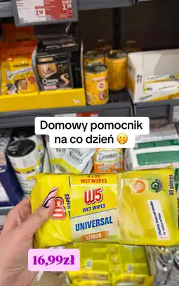 Lidl Uniwersalne chusteczki nawilżane W5 Wet Wipes Universal Lemon 4 x 80 szt oferta