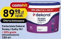 Castorama Farba biała Dekoral Ściany i Sufity 10 l + 20% gratis oferta