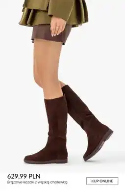 Ryłko Brązowe kozaki z wąską cholewką oferta