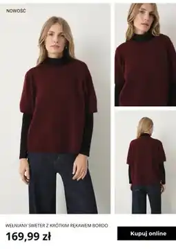 Greenpoint Wełniany sweter z krótkim rękawem bordo Greenpoint oferta