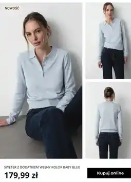 Greenpoint Sweter z dodatkiem wełny kolor baby blue Greenpoint oferta