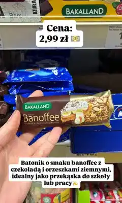 Dino Baton zbożowy Bakalland Banoffee z czekoladą i orzeszkami ziemnymi oferta