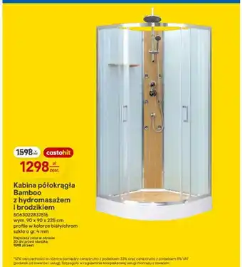 Castorama Kabina półokrągła Bamboo z hydromasażem i brodzikiem oferta