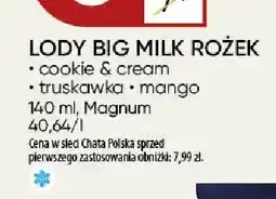 Chata Polska Lody Big Milk rożek cookie & cream oferta