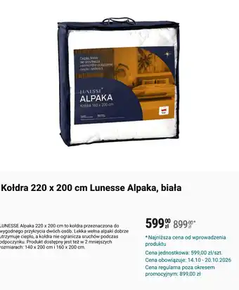 Kołdra 200 x 200 cm Lunesse Alpaka biała