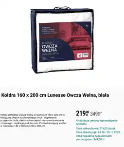 Biedronka Kołdra 160 x 200 cm Lunesse Owcza Wełna oferta