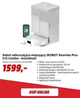 Media Markt Robot odkurzająco-mopujący iRobot Roomba Plus 515 Combo - AutoWash oferta