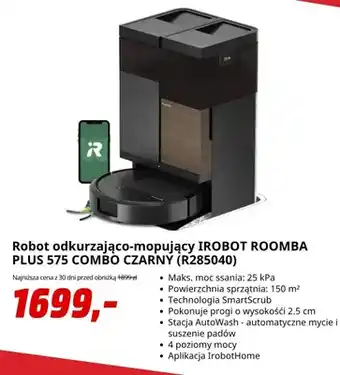 Robot odkurzająco-mopujący iRobot Roomba Plus 575 Combo czarny R285040