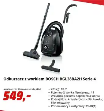 Odkurzacz z workiem Bosch BGL38BA2H Serie 4