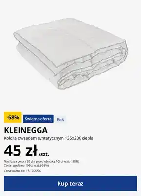 JYSK Kołdra z wsadem syntetycznym 135x200 cm ciepła Kleinegga oferta